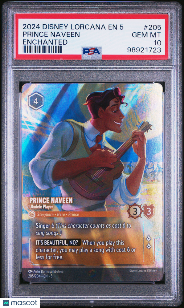 2024 Disney Lorcana EN 5-Shimmering Skies Prince Naveen #205 Enchanted PSA 10