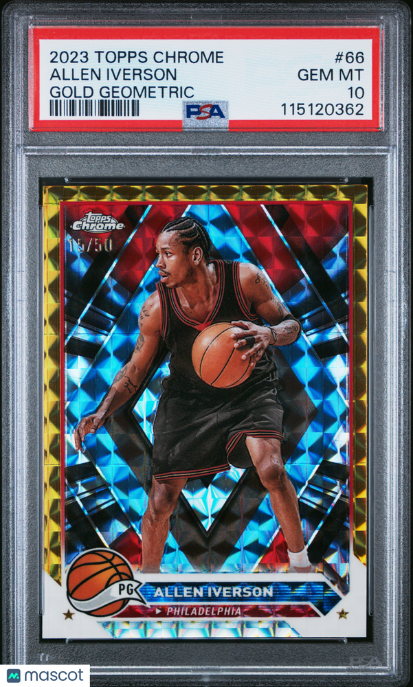 2023 Topps Chrome Allen Iverson #66 Gold Geometric PSA 10