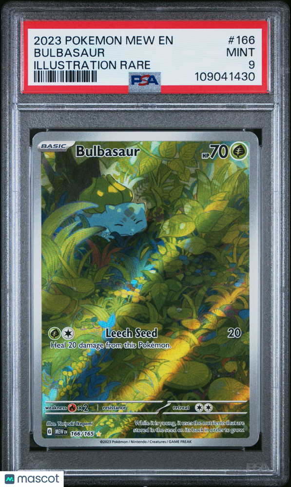 2023 Pokemon Mew EN-151 Bulbasaur #166 Illustration Rare PSA 9