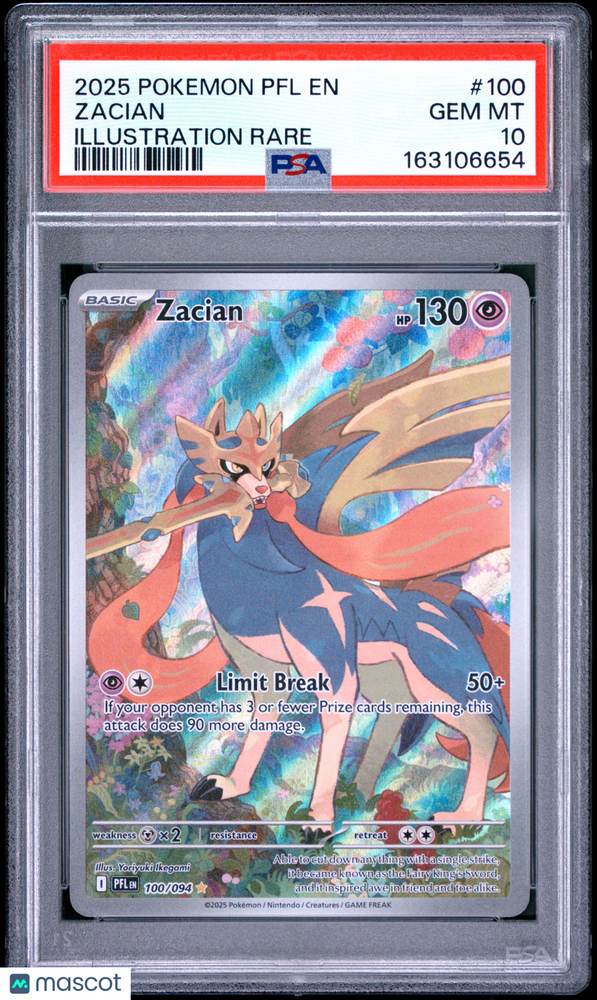 2025 Pokemon PFL EN-Phantasmal Flames Zacian #100 Illustration Rare PSA 10