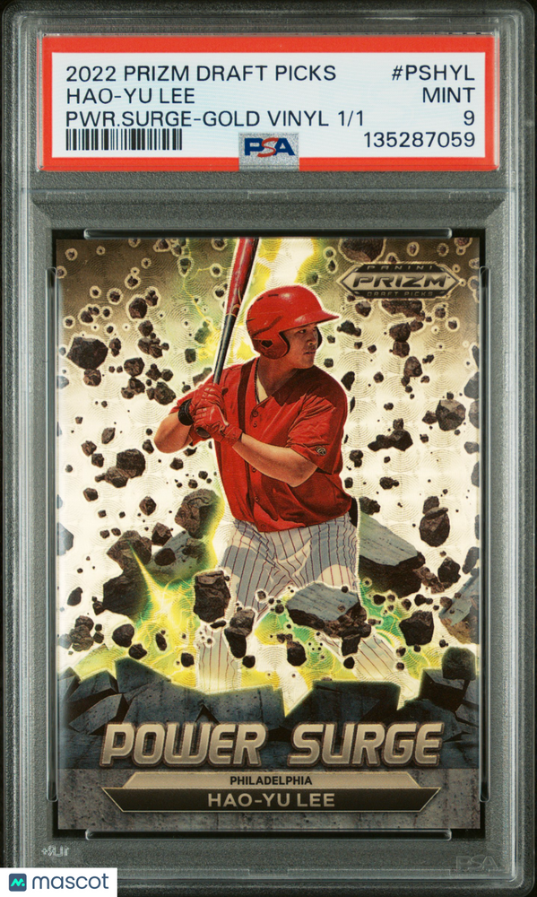 2022 Panini Prizm Draft Picks Power Surge Hao-Yu Lee #PSHYL PWR. Surge Gold Vinyl PSA 9