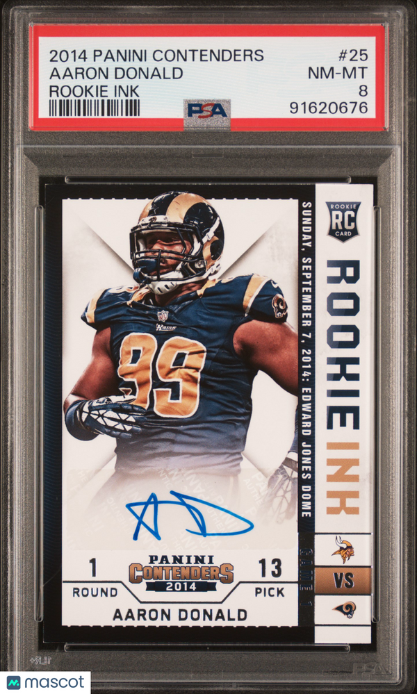 2014 Panini Contenders Rookie Ink Aaron Donald #25 PSA 8