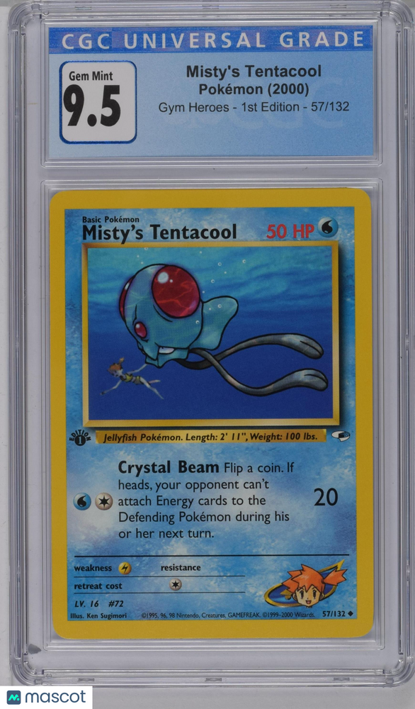 2000 Pokemon Gym Heroes Misty's Tentacool #57/132 57/132 1st Edition CGC 10