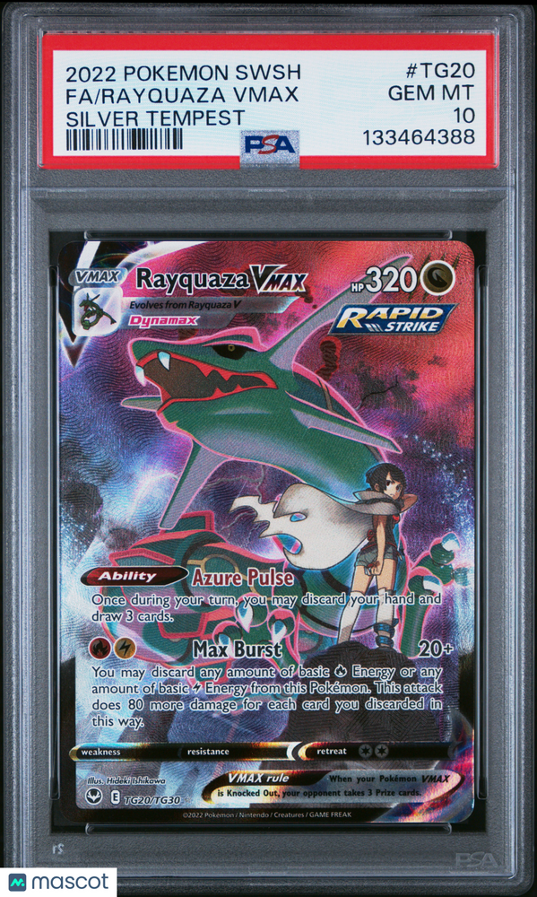 2022 Pokemon Sword & Shield Silver Tempest Rayquaza VMAX #TG20 Silver Tempest Fa PSA 10