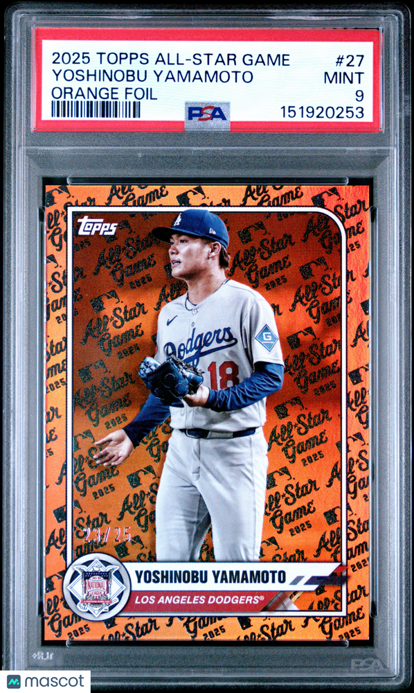 2025 Topps All-Star Game Yoshinobu Yamamoto #27 Orange Foil PSA 9