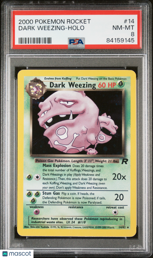 2000 Pokemon Rocket Dark Weezing #14 PSA 8