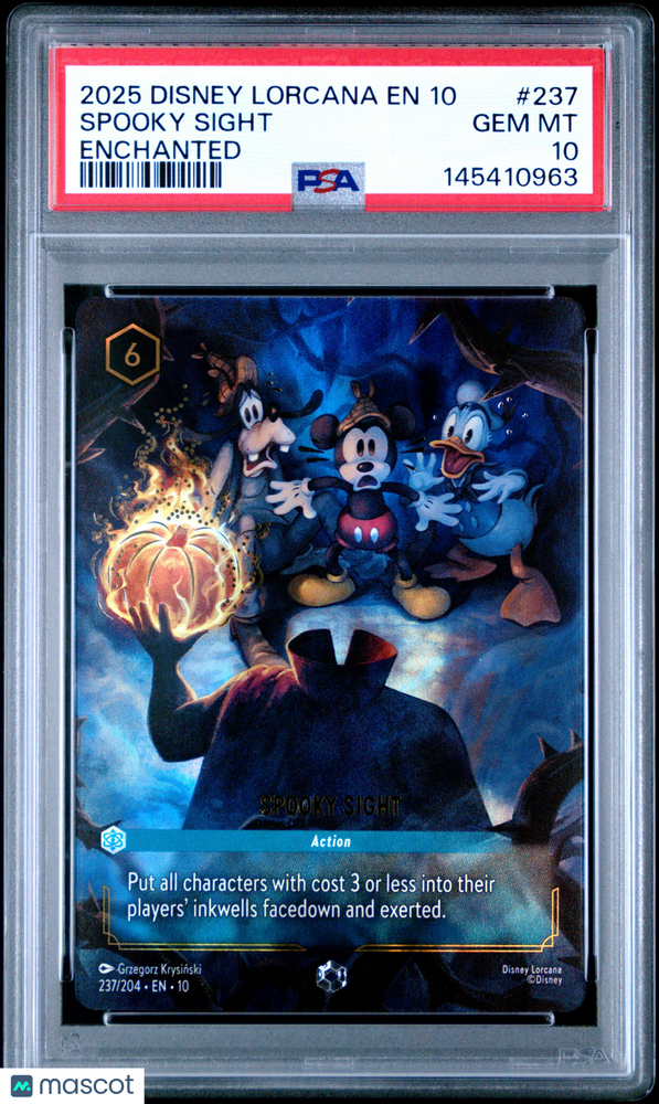 2025 Disney Lorcana EN 10-Whispers In The Well Spooky Sight #237 Ench. PSA 10
