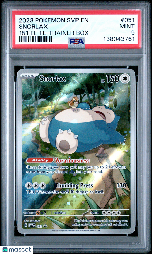 2023 Pokemon SVP EN-SV Black Star Promo Snorlax #051 151 Elite Trainer Box PSA 9
