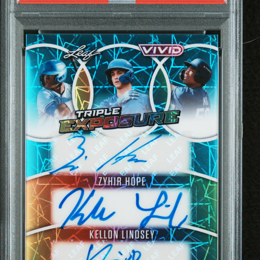2025 Leaf Vivid Triple Exposure Autographs Ko Lindsey Hope #TE-8 Trpl Teal Laser PSA 7