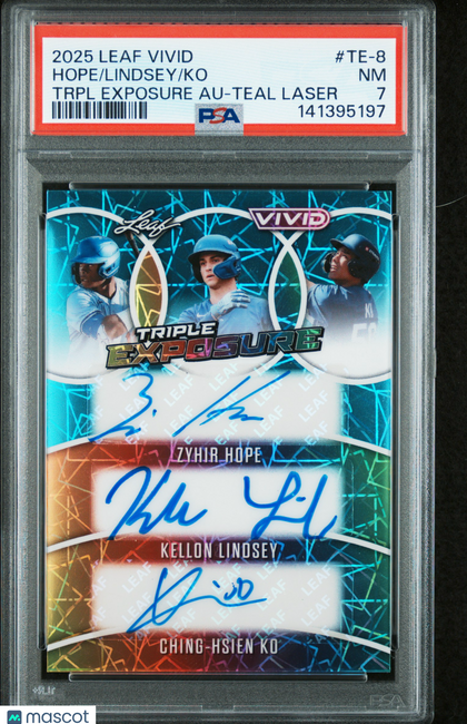 2025 Leaf Vivid Triple Exposure Autographs Ko Lindsey Hope #TE-8 Trpl Teal Laser PSA 7