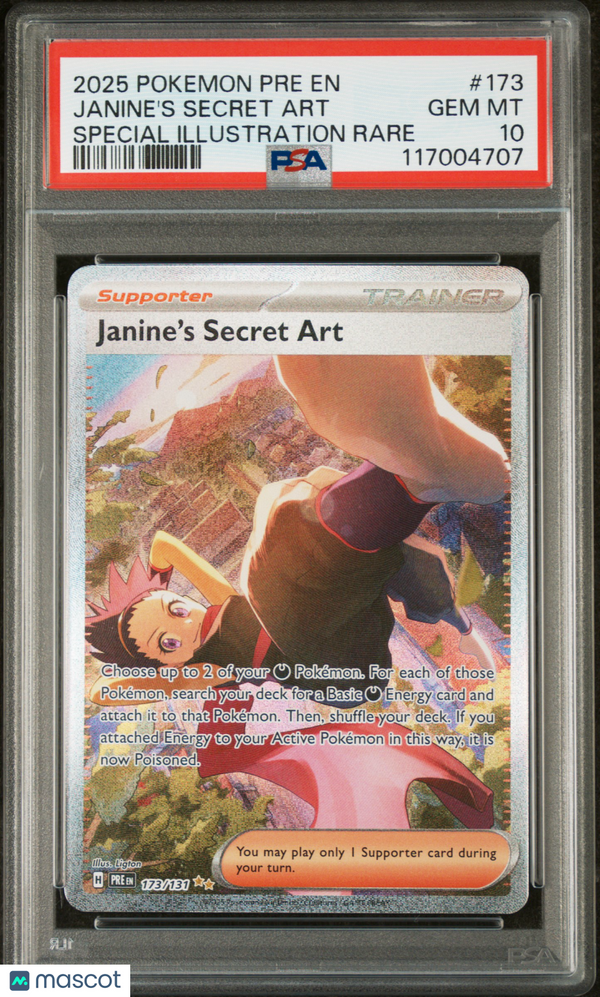 2025 Pokemon Pre EN-Prismatic Evolutions Janine's Secret Art #173 SIR PSA 10