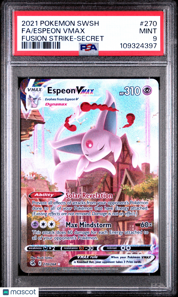 2021 Pokemon Fusion Strike Espeon VMAX #270 Fa Fusion Strike-Secret PSA 9