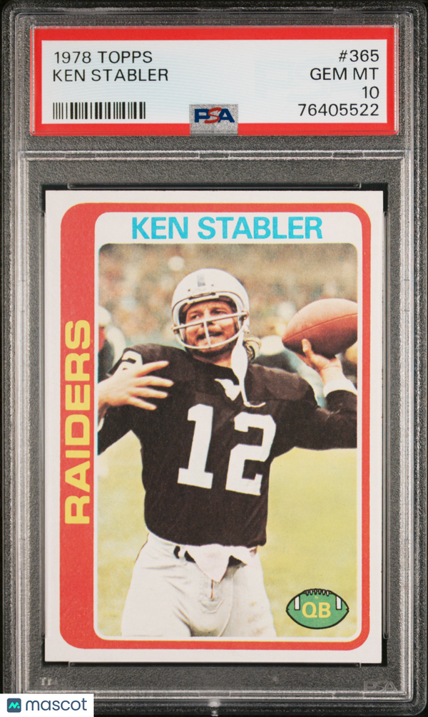 1978 Topps Ken Stabler #365 PSA 10