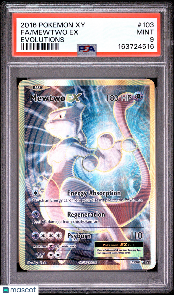 2016 Pokemon Xy Evolutions Mewtwo EX #103 Evolutions Fa PSA 9