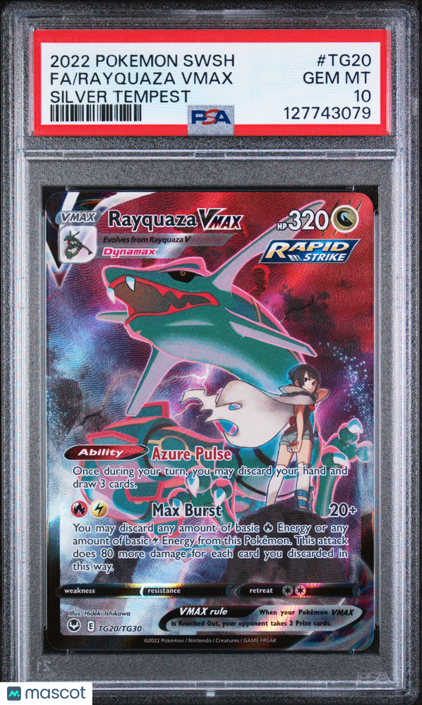 2022 Pokemon Sword & Shield Silver Tempest Rayquaza VMAX #TG20 Silver Tempest Fa PSA 10