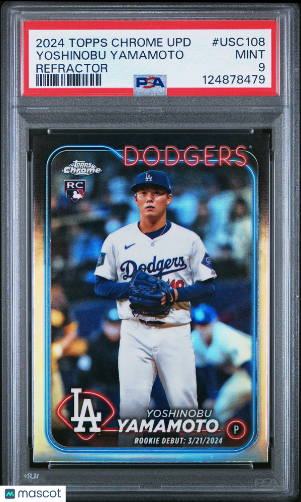 2024 Topps Chrome Update Yoshinobu Yamamoto #USC108 Refractor PSA 9