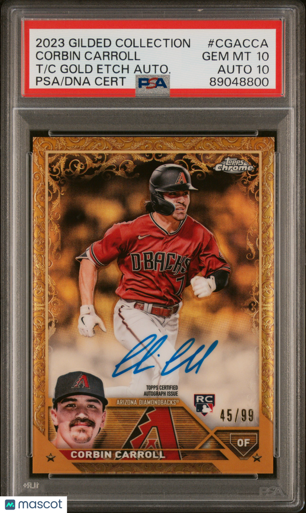 2023 Topps Gilded Collection Topps Chrome Gold Etch Autographs Corbin Carroll #CGACCA Autograph PSA 10