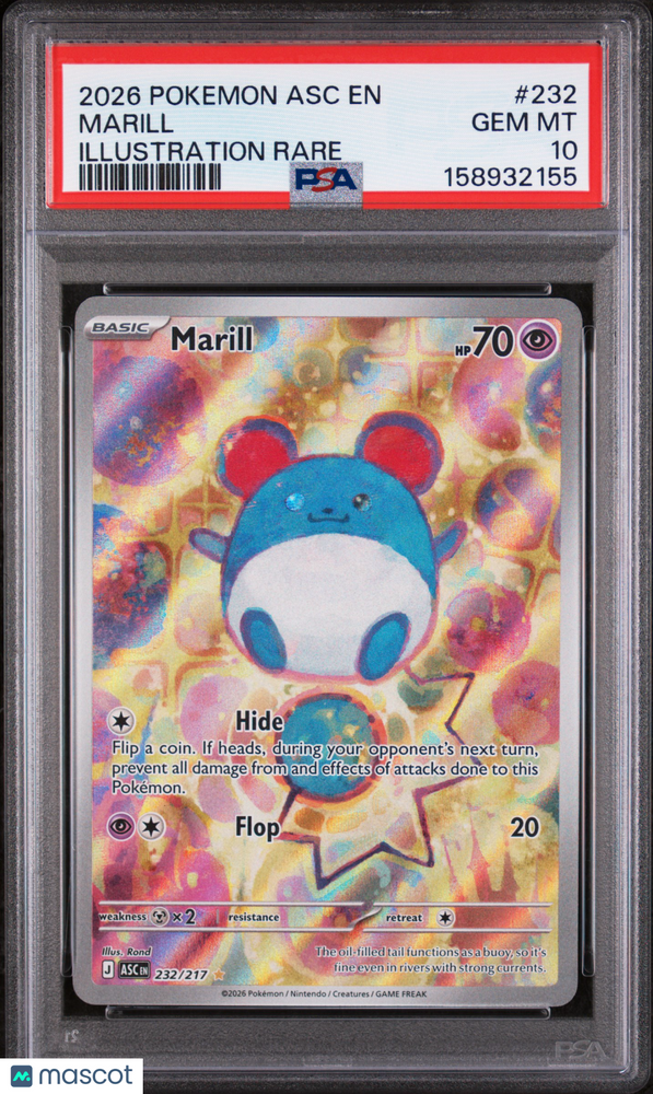 2026 Pokemon Asc EN-Ascended Heroes Marill #232 Illustration Rare PSA 10