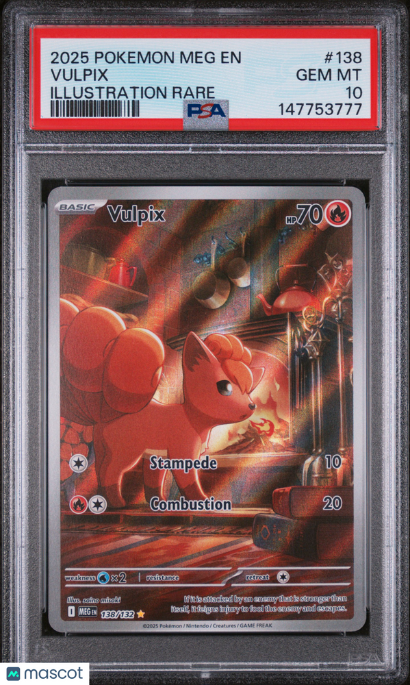 2025 Pokemon Meg EN-Mega Evolution Vulpix #138 Illustration Rare PSA 10