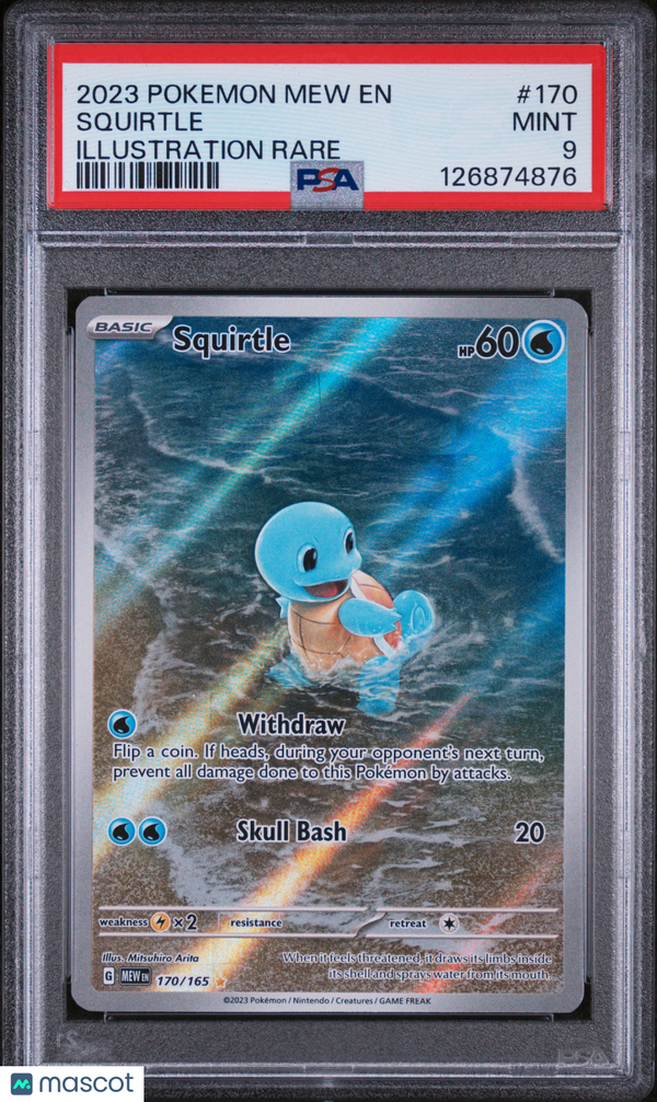 2023 Pokemon Mew EN-151 Squirtle #170 Illustration Rare PSA 9