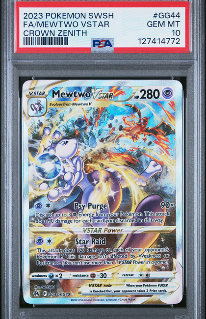 2023 Pokemon Sword And Shield Crown Zenith Mewtwo VSTAR #GG44 FA PSA 10