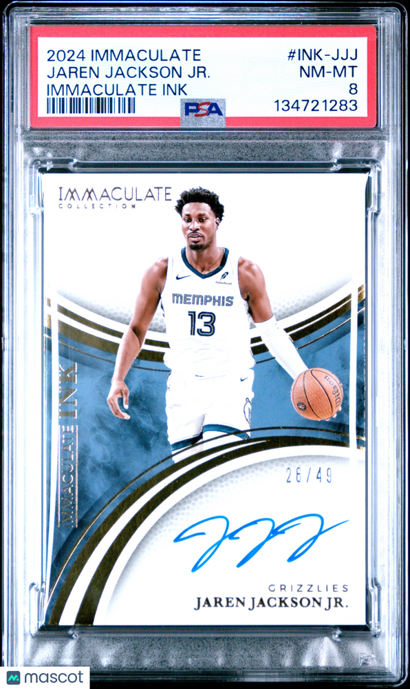 2024 Panini Immac Collection Immaculate Ink Jaren Jackson JR. #INK-JJJ PSA 8