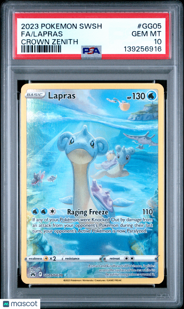 2023 Pokemon Sword And Shield Crown Zenith Lapras #GG05 Fa Crown Zenith PSA 10