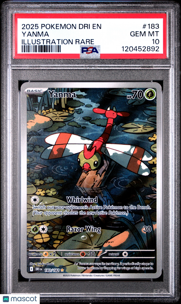 2025 Pokemon Dri EN-Destined Rivals Yanma #183 Illustration Rare PSA 10