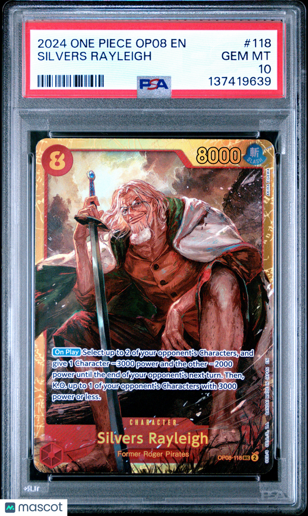 2024 One Piece Op08-Two Legends Silvers Rayleigh #118 PSA 10