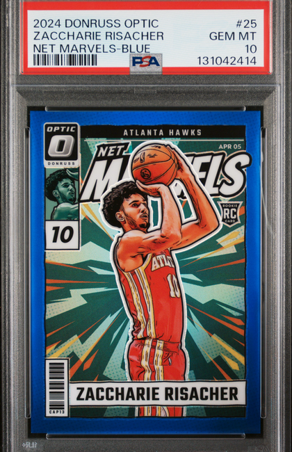 2024 Panini Donruss Optic Net Marvels Zaccharie Risacher #25 Blue PSA 10