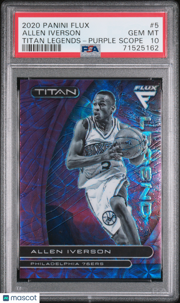 2020 Panini Flux Titan Legends Allen Iverson #5 Purple Scope PSA 10