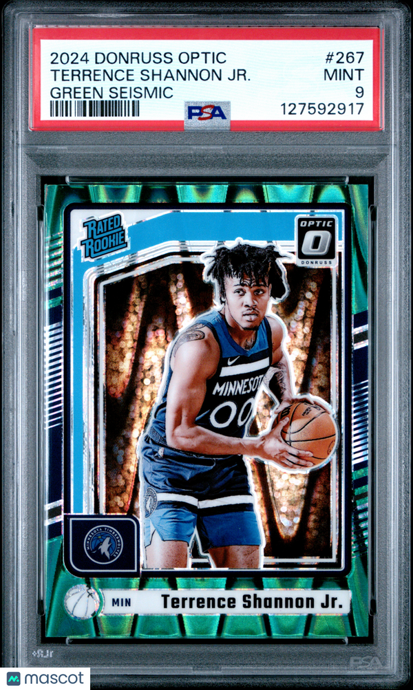 2024 Panini Donruss Optic Terrence Shannon JR. #267 Green Seismic PSA 9