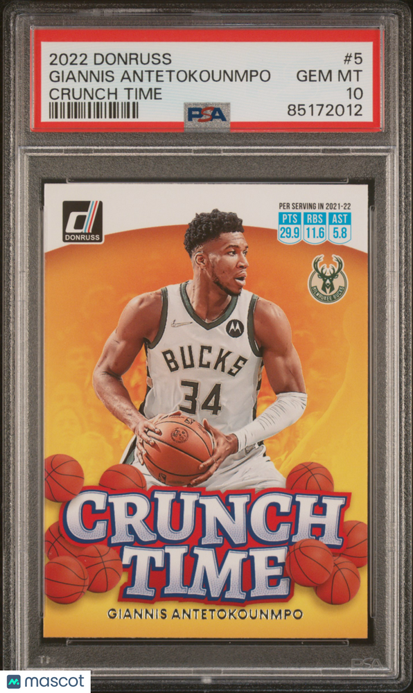 2022 Panini Donruss Crunch Time Giannis Antetokounmpo #5 PSA 10
