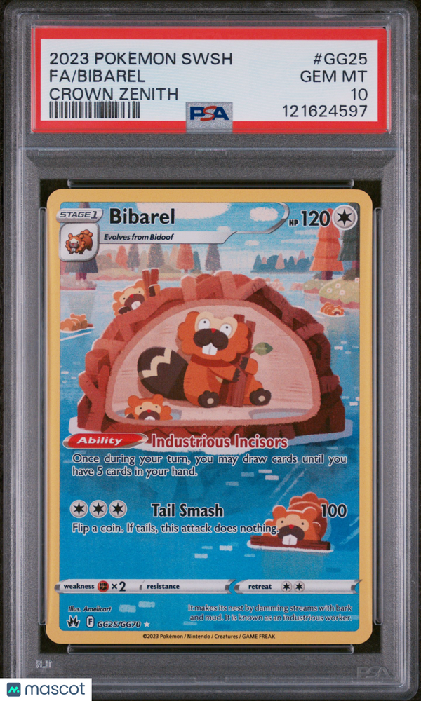 2023 Pokemon Sword And Shield Crown Zenith Bibarel #GG25 Crown Zenith Fa PSA 10