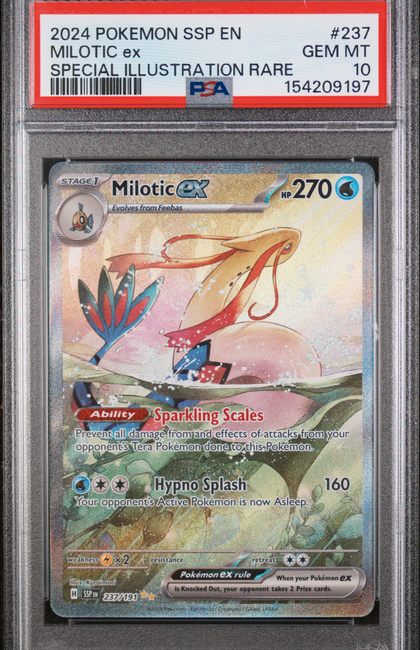 2024 Pokemon SSP EN-Surging Sparks Milotic EX #237 Special Illustration Rare PSA 10