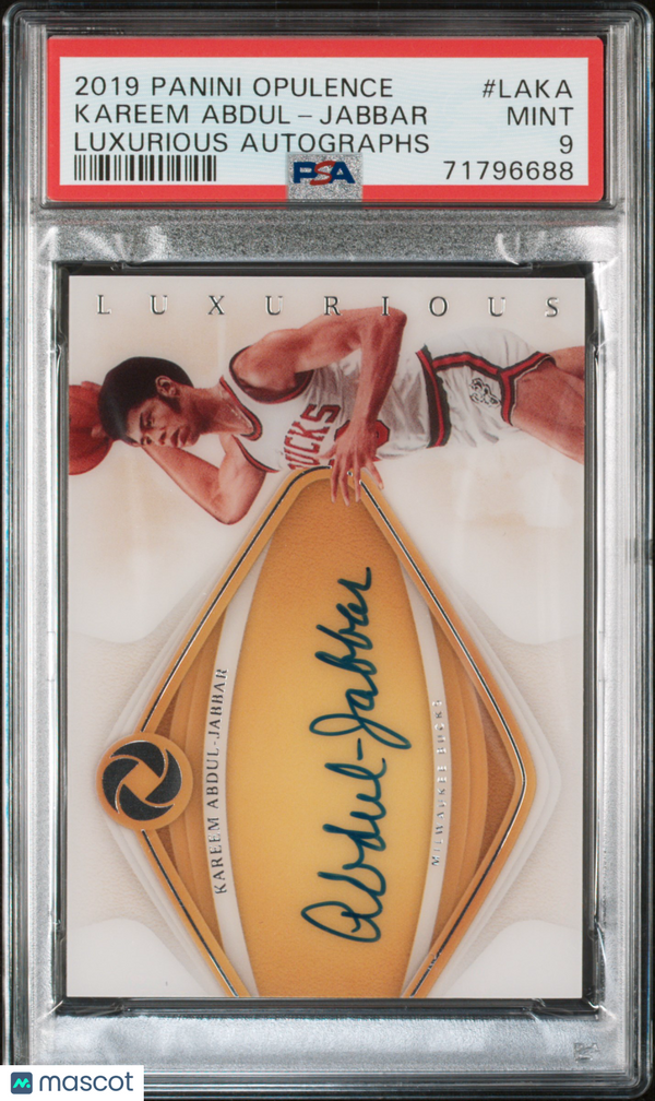 2019 Panini Opulence Luxurious Autographs Kareem Abdul-Jabbar #LAKA PSA 9