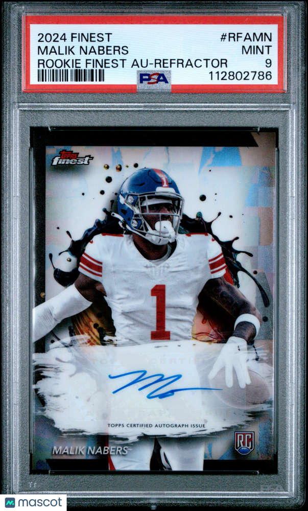 2024 Topps Finest Rookie Finest Autographs Malik Nabers #RFAMN Refractor PSA 9
