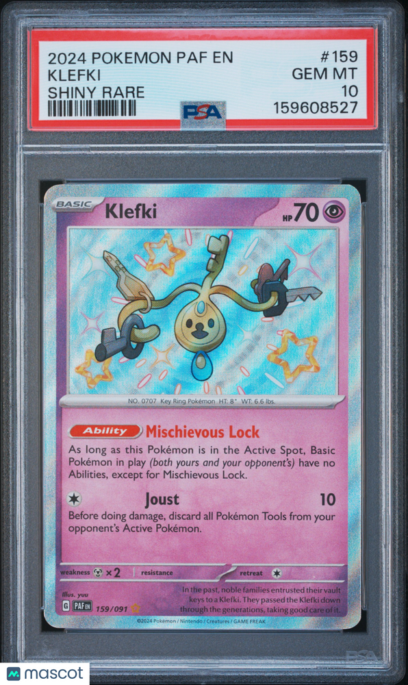 2024 Pokemon Paf EN-Paldean Fates Klefki #159 Shiny Rare PSA 10