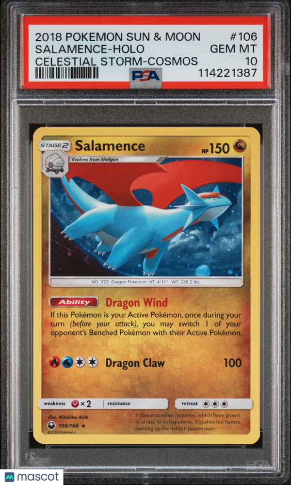 2018 Pokemon Sun & Moon Celestial Storm Salamence #106 Celestial Storm-Cosmos PSA 10