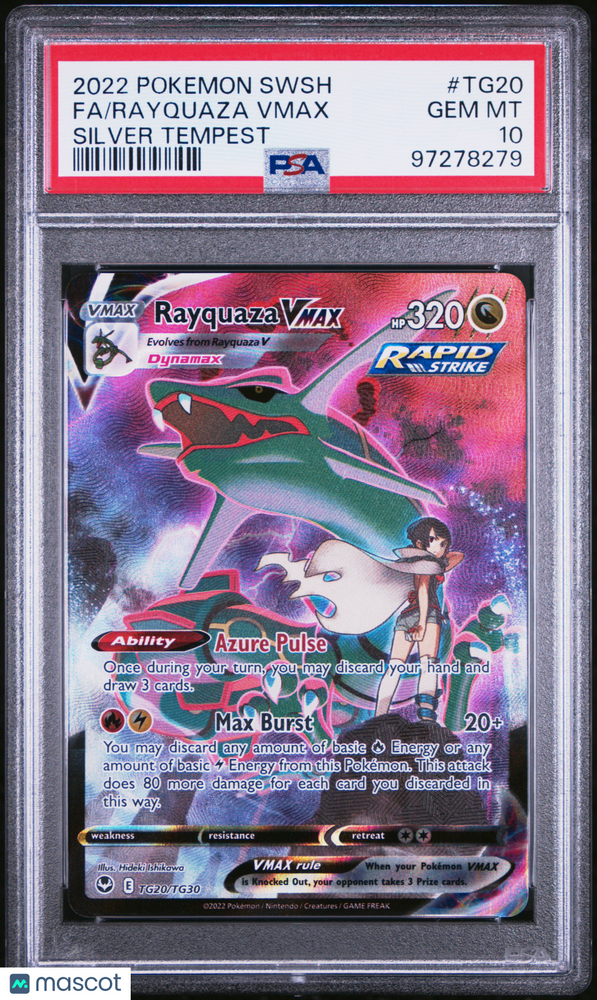 2022 Pokemon Sword & Shield Silver Tempest Rayquaza VMAX #TG20 Silver Tempest Fa PSA 10