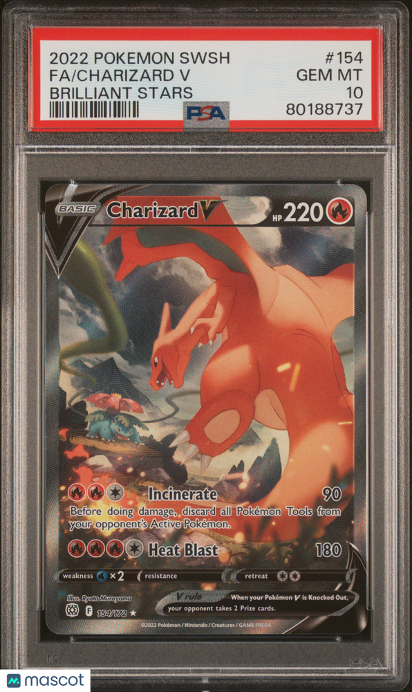 2022 Pokemon Sword & Shield Brilliant Stars Charizard V #154 Fa Brilliant Stars PSA 10