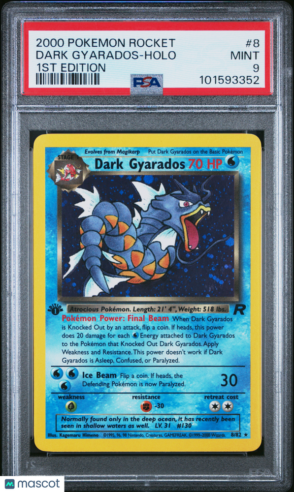 2000 Pokemon Rocket Dark Gyarados #8 1st Edition PSA 9