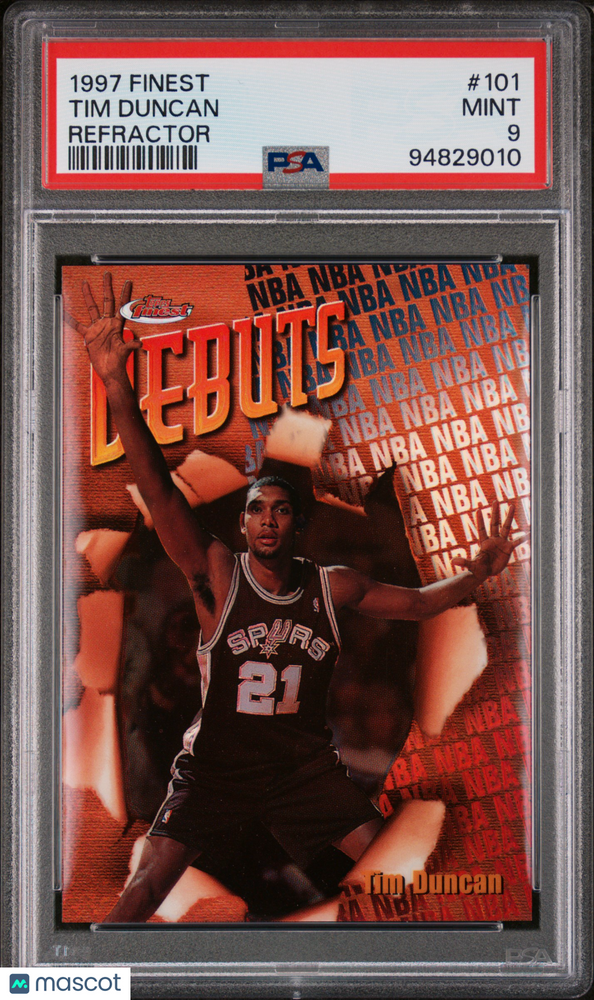 1997 Finest Tim Duncan #101 Refractor PSA 9