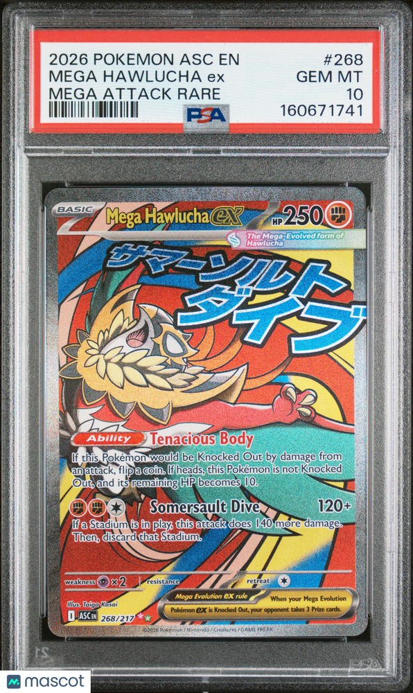 2026 Pokemon Asc EN-Ascended Heroes Mega Hawlucha EX #268 Mega Attack Rare PSA10