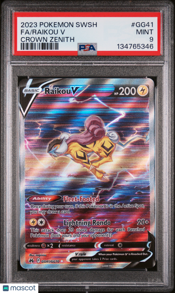 2023 Pokemon Sword And Shield Crown Zenith Raikou V #GG41 Crown Zenith Fa PSA 9