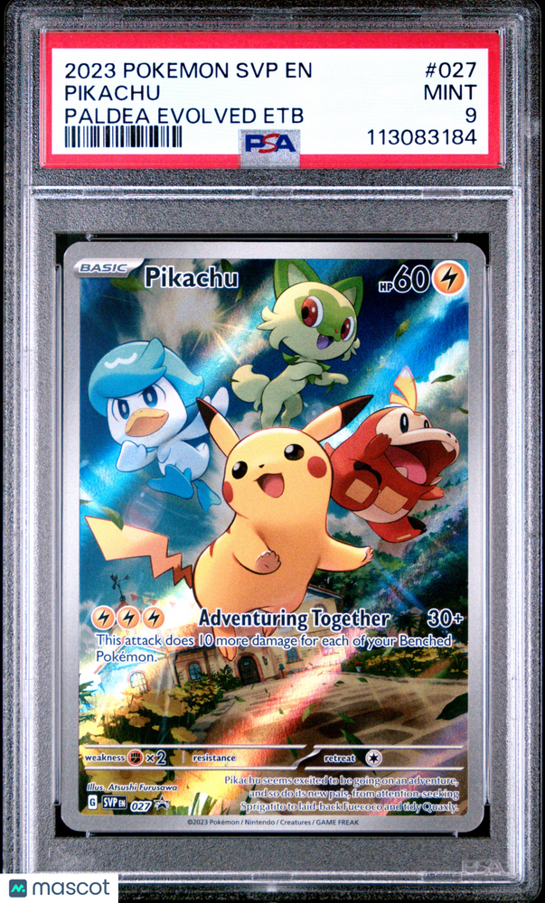 2023 Pokemon SVP EN-SV Black Star Promo Pikachu #027 Paldea Evolved Etb PSA 9