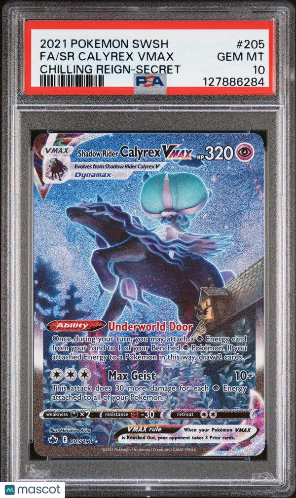 2021 Pokemon Sword & Shield Chilling Reign SR Calyrex VMAX #205 Fa Chilling Reign-Secret PSA 10