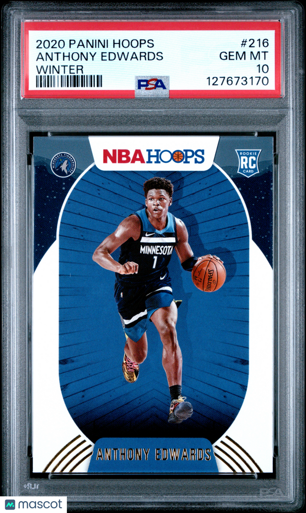 2020 Panini Hoops Anthony Edwards #216 Winter PSA 10
