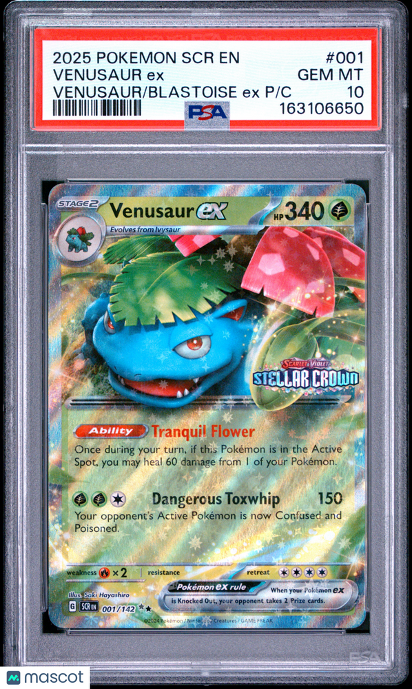 2025 Pokemon SCR EN-Stellar Crown Venusaur EX #001 Venusaur/Blastoise EX P/C PSA 10