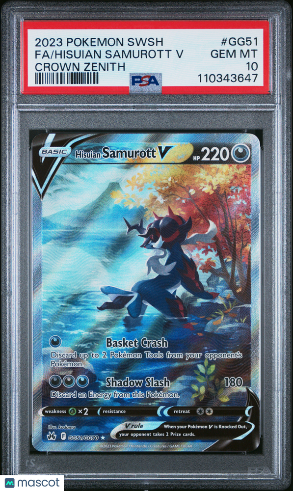 2023 Pokemon Sword And Shield Crown Zenith Hisuian Samurott V #GG51 Crown Zenith Fa PSA 10